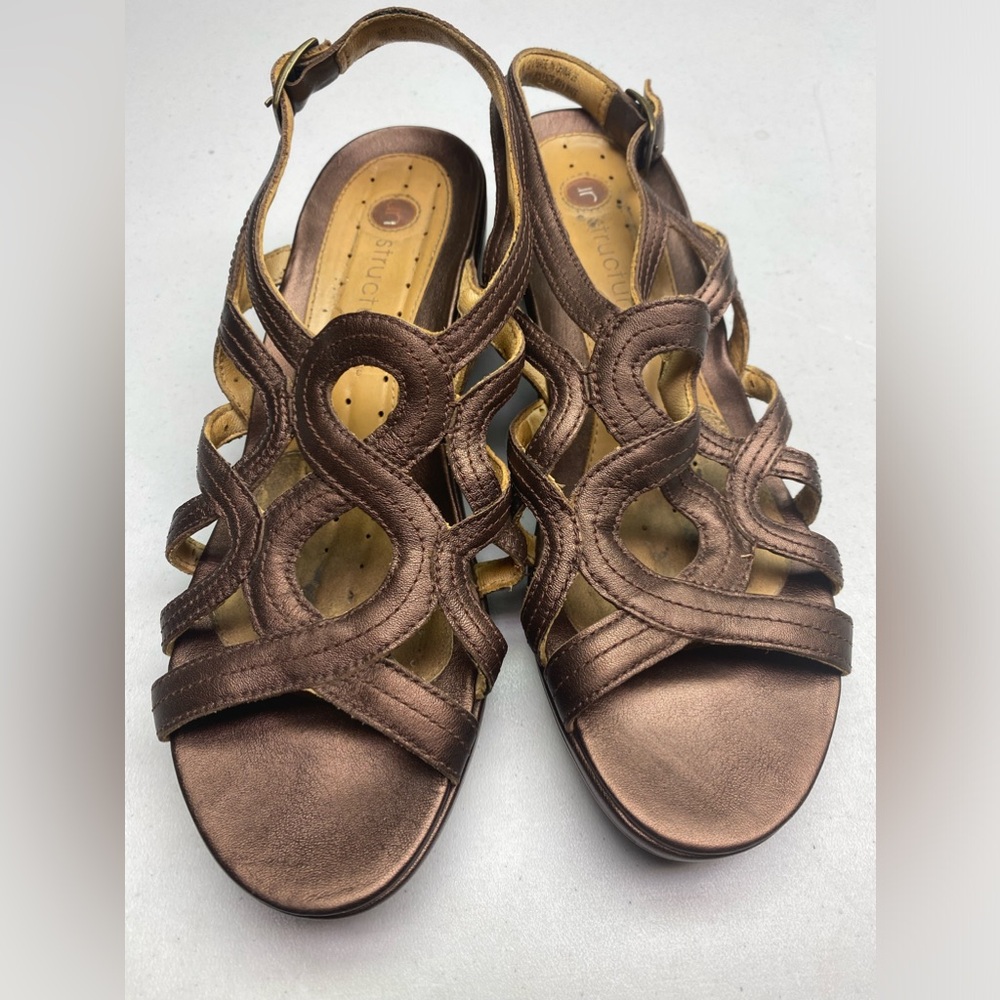 Unstructured by Clark’s BRN  Leather Wedge Sandals, 8 Winter Sale